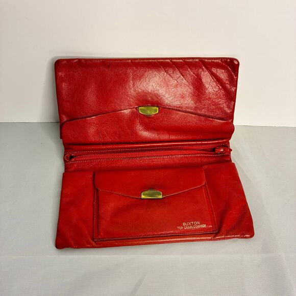 Buxton Wallets Vintage MCM Red Top Grain Cowhide Bi-Fold
